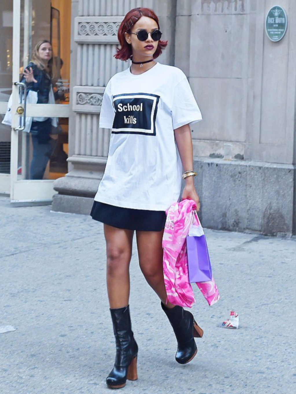 "School Kills" iconic oversized tee ft. Rihaana