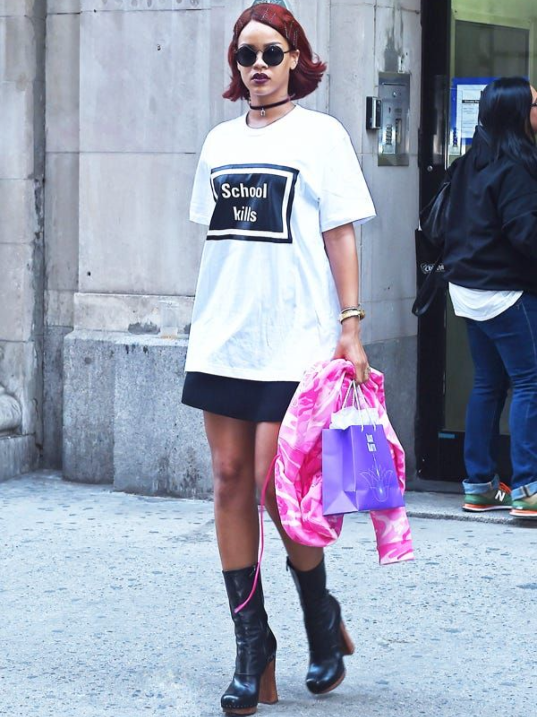 "School Kills" iconic oversized tee ft. Rihaana