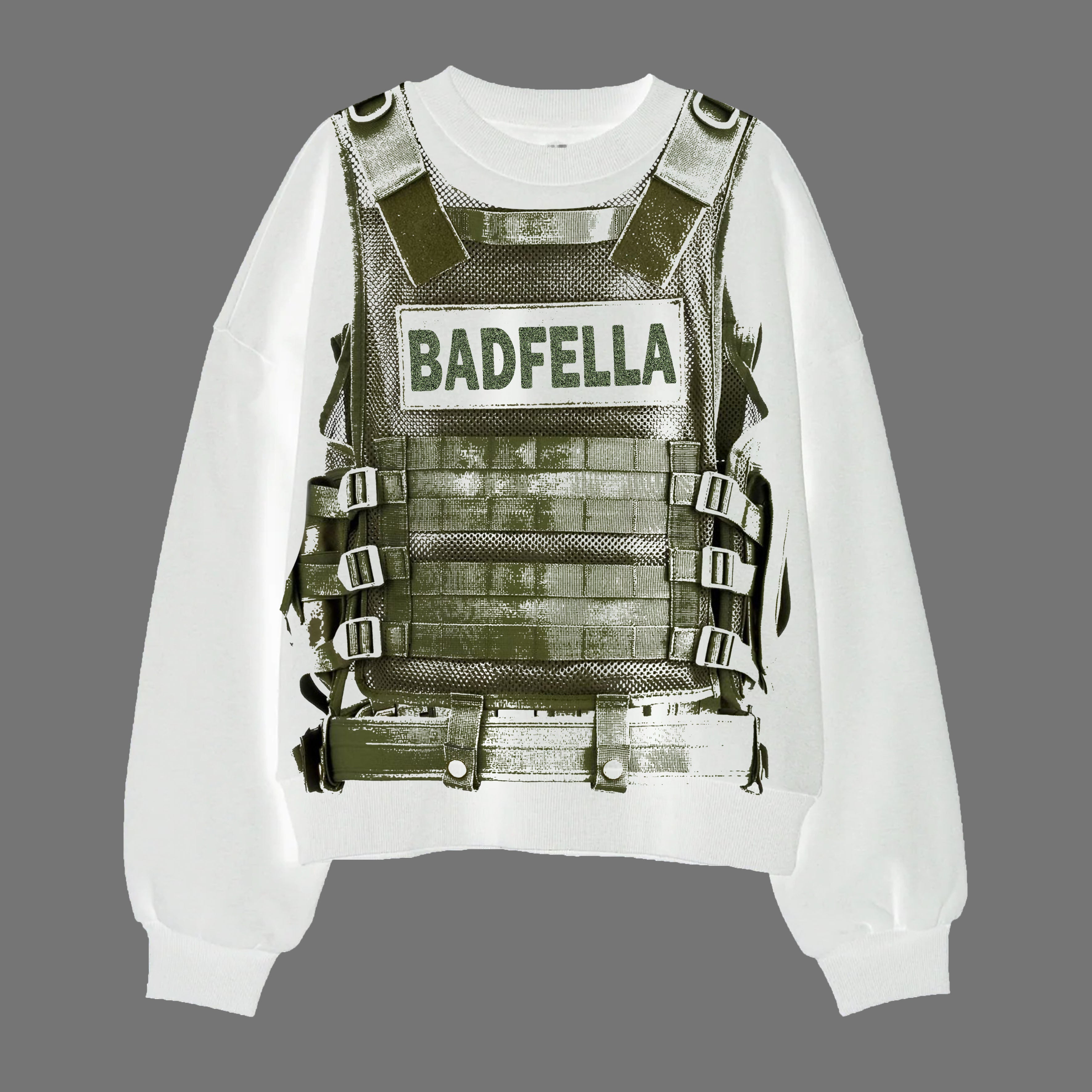 BADFELLA army vest sweatshirt